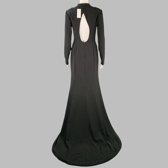 KAMPERETT Size S Arc Black Long Sleeve Keyhole Back Evening Gown - Picture 3 of 5